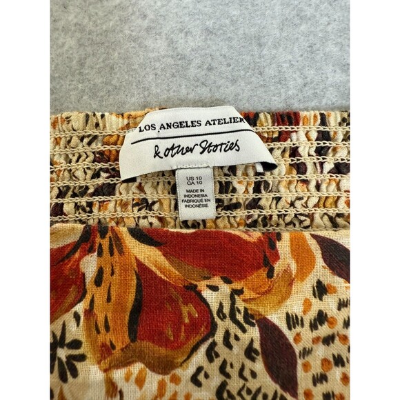 & Other Stories Floral Mini Dress Autumnal Floral Print Square neck Womens US 10 - Picture 11 of 12